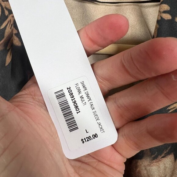 Soft Surroundings Shape Drape Faux Suede Jacket Floral Large Black Brown - Picture 5 of 10